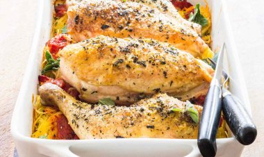 Roast Chicken on Angel Hair Pasta